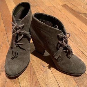 Cool olive green suede booties